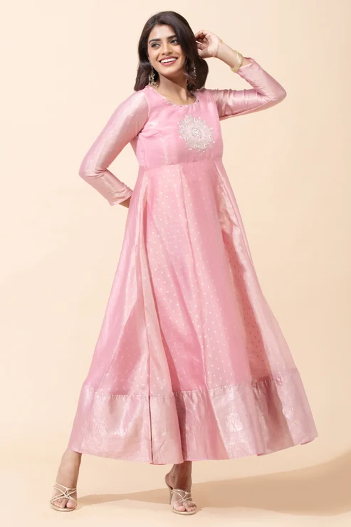 Pink Floral Anarkali